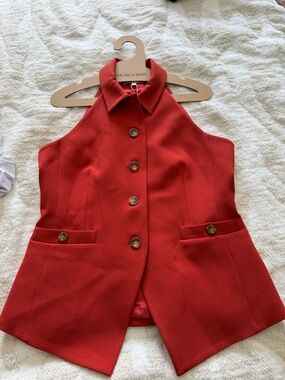 Veronica Beard Scarlet Halter Button Vest NWT